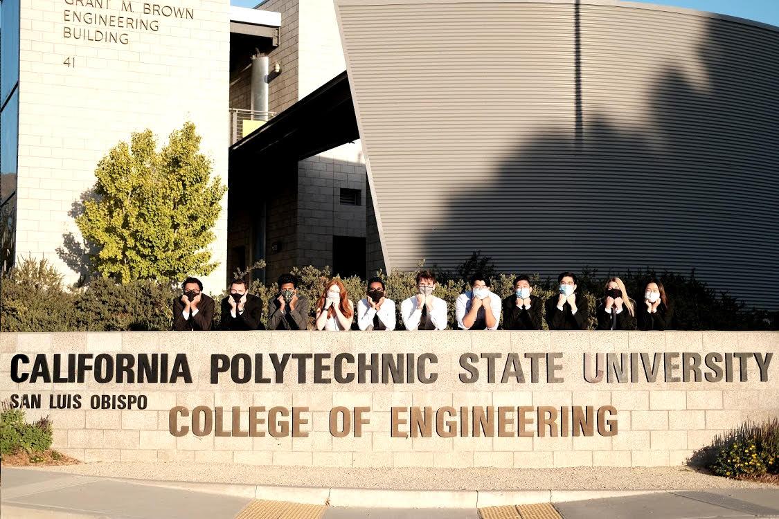 Theta Tau members outside the Cal Poly College of Engineering